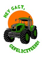 Verjaardagskaart grote groene tractor